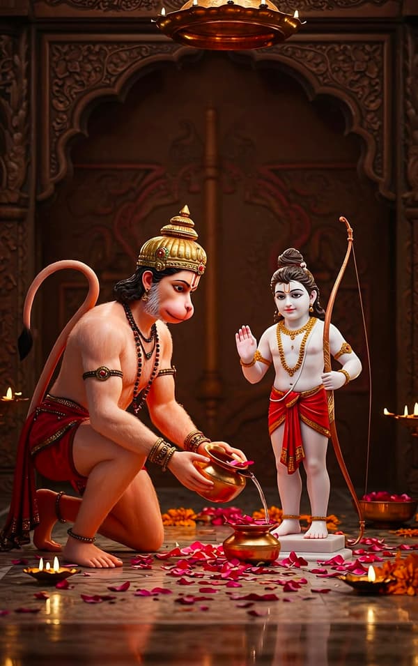 Lord Rama with Sita, Lakshmana and Hanuman - GodsPhoto